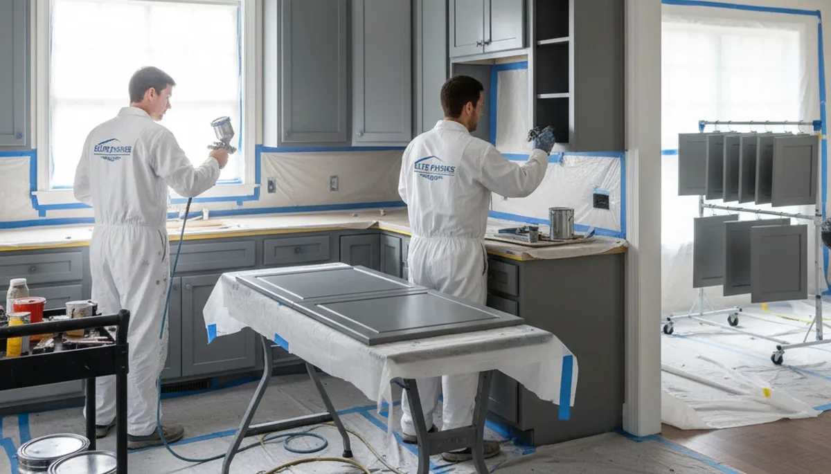 Cabinet painting service in Philadelphia, PA for durable kitchen cabinet refinishing