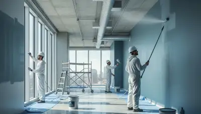Philadelphia, PA commercial painting crew applying durable coatings to a business exterior