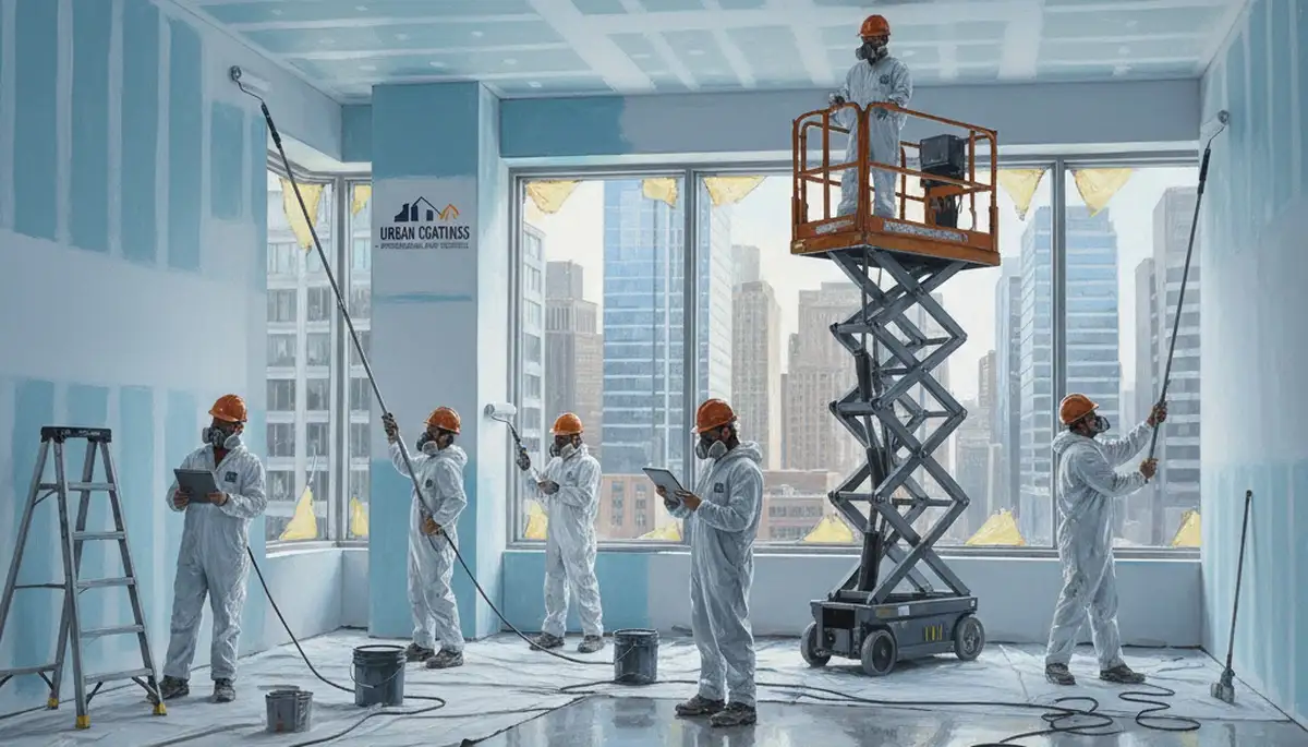 Philadelphia commercial painting crew coating a business exterior in Philadelphia, PA