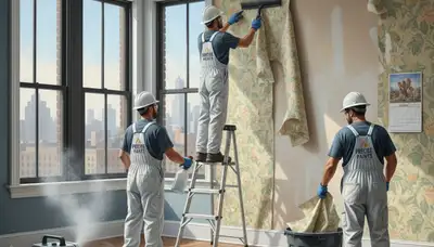 Wallpaper removal in Philadelphia, PA by Philadelphia Paint Pros for older home wall prep